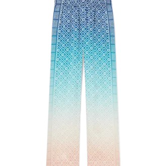 Jacquard zijde broek met kleurverloop