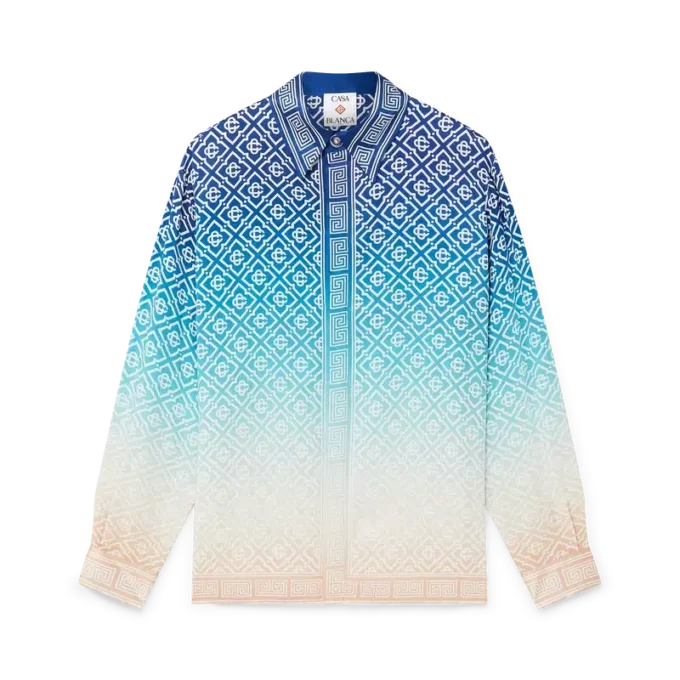 Jacquard zijden overhemd met kleurverloop Jacquard zijden overhemd met kleurverloop