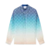 Jacquard-zijden overhemd met lange mouwen en kleurverloop Jacquard-zijden overhemd met lange mouwen en kleurverloop