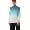Jacquard-zijden overhemd met lange mouwen en kleurverloop Jacquard-zijden overhemd met lange mouwen en kleurverloop