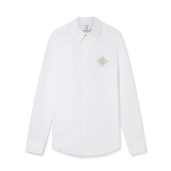Katoen overhemd met parel-diamantpatch Katoen overhemd met parel-diamantpatch