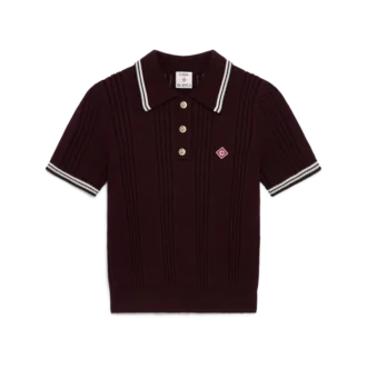 Katoenen gebreide polo met korte mouwen