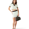 Katoenen Wave Crochet Cropped Poloshirt Katoenen Wave Crochet Cropped Poloshirt