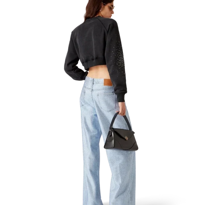 La Pramonition cropped sweatshirt met kristallen versiering La Pramonition cropped sweatshirt met kristallen versiering