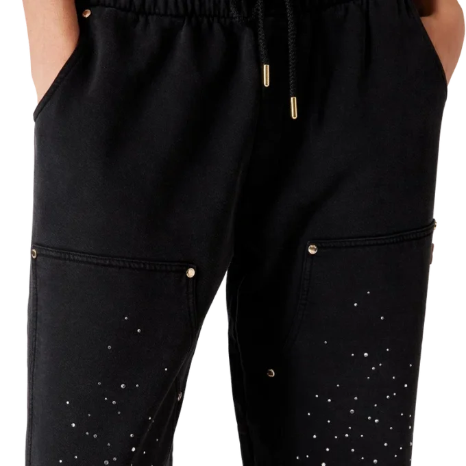 La Pramonition joggingbroek met kristallen versiering La Pramonition joggingbroek met kristallen versiering