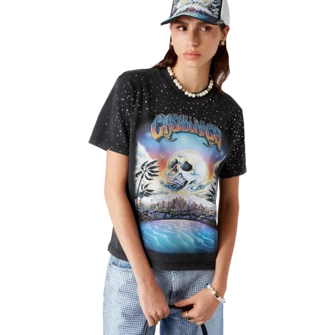 La Pramonition T-shirt met kristallen versiering La Pramonition T-shirt met kristallen versiering