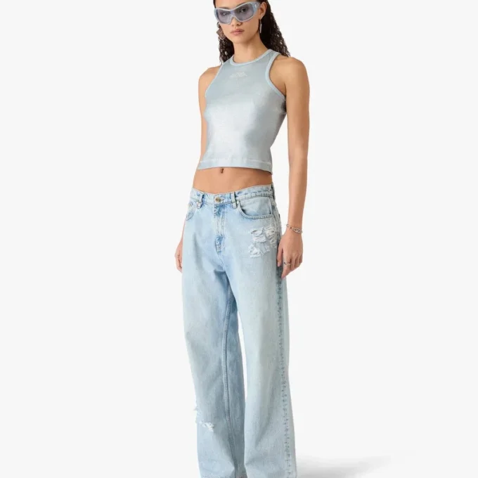 Lichtgewassen graffiti-denimjeans Lichtgewassen graffiti-denimjeans