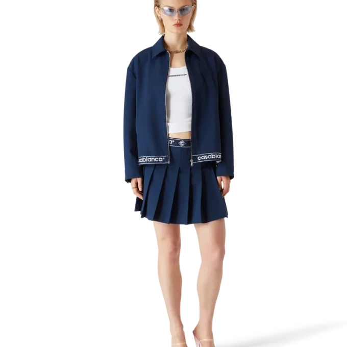 Marineblauw wollen colbert