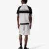 Metallic mesh gestreept poloshirt met korte mouwen en rits
