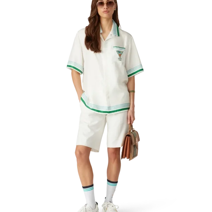 Metaphysical Tennis Icon zijden overhemd met korte mouwen