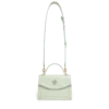 Mini Jeanne-tas met mintkleurig monogram in reliëf