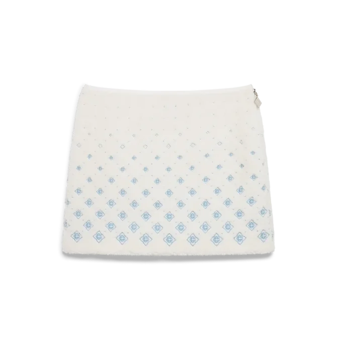 Minirok van fleece met geborduurd monogram in kleurverloop