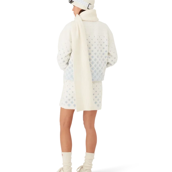 Minirok van fleece met geborduurd monogram in kleurverloop