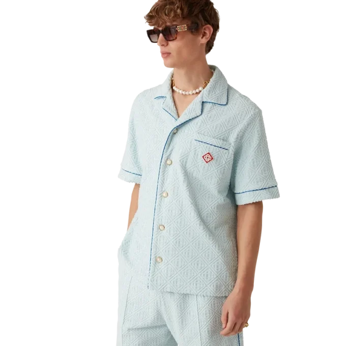 Monogram badstof shirt met korte mouwen Monogram badstof shirt met korte mouwen