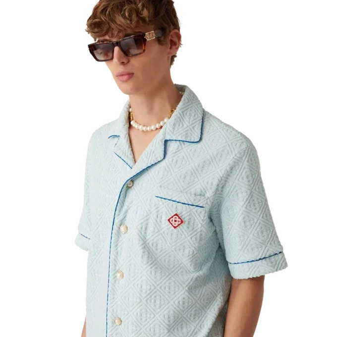 Monogram badstof shirt met korte mouwen Monogram badstof shirt met korte mouwen