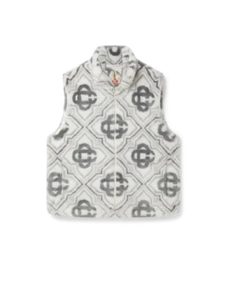 Monogram-vest van imitatiebont