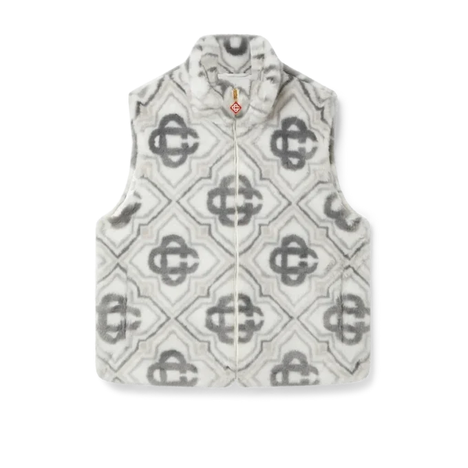 Monogram-vest van imitatiebont Monogram-vest van imitatiebont