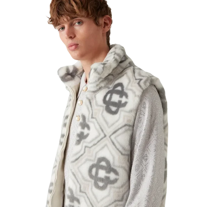 Monogram-vest van imitatiebont Monogram-vest van imitatiebont