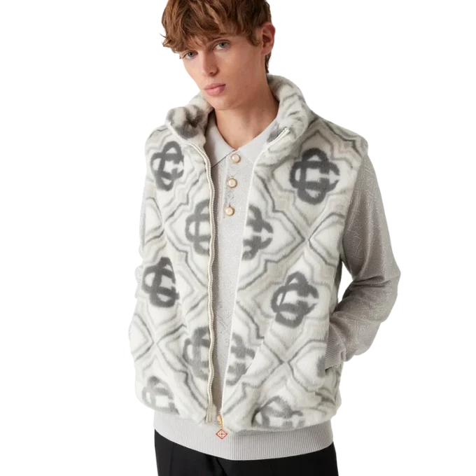 Monogram-vest van imitatiebont Monogram-vest van imitatiebont