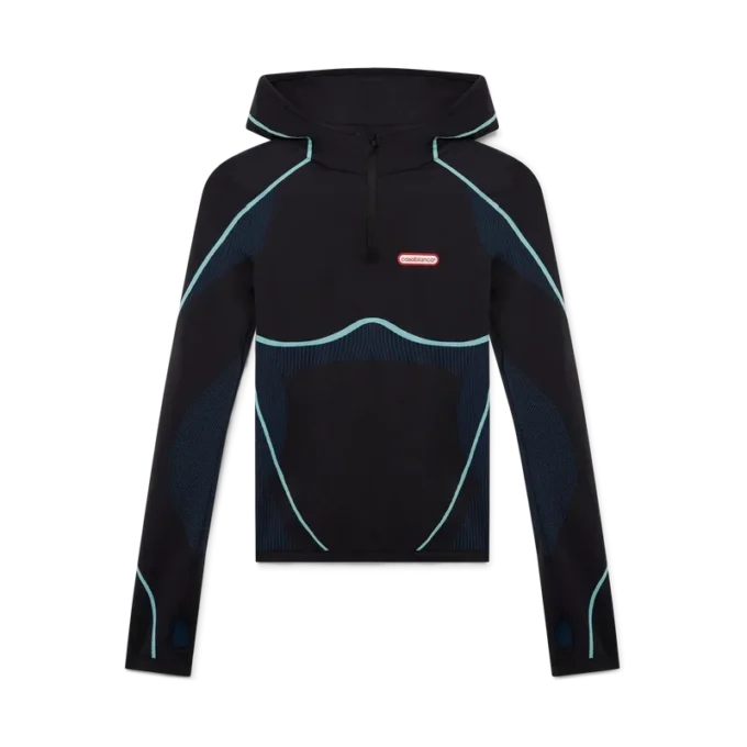 Naadloze top met capuchon en lange mouwen Naadloze top met capuchon en lange mouwen