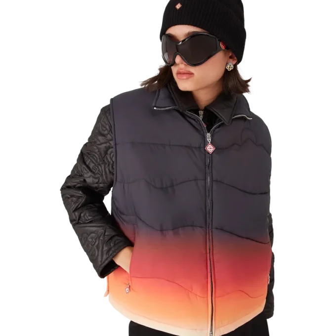 Nylon puffer-gilet met kleurverloop Nylon puffer-gilet met kleurverloop