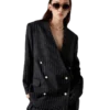 Oversized blazer van wol met krijtstreep