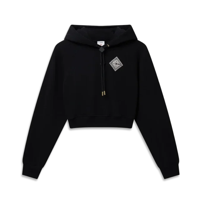Pearl Diamond Cropped Sweatshirt met capuchon Pearl Diamond Cropped Sweatshirt met capuchon