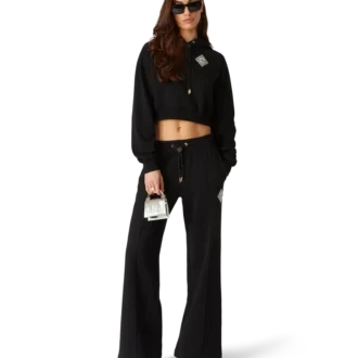 Pearl Diamond Cropped Sweatshirt met capuchon