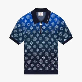 Polo met korte mouwen en gebreid monogram in kleurverloop