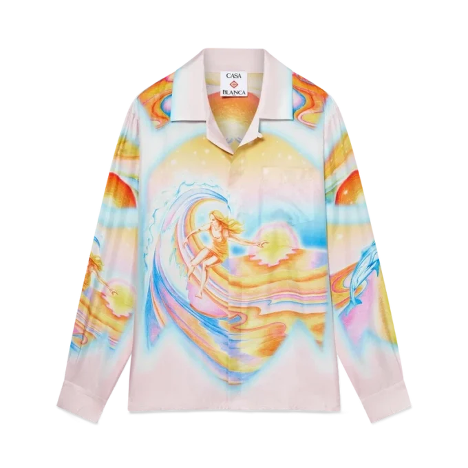 Psychedelic Nirvana zijden overhemd met lange mouwen Psychedelic Nirvana zijden overhemd met lange mouwen