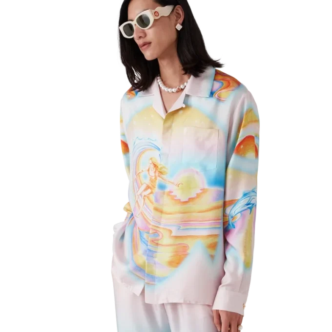Psychedelic Nirvana zijden overhemd met lange mouwen Psychedelic Nirvana zijden overhemd met lange mouwen