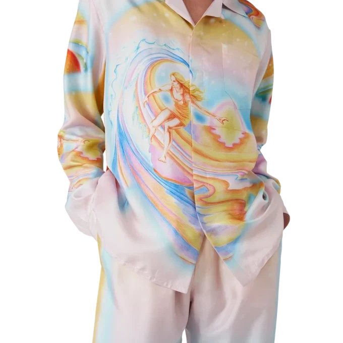 Psychedelic Nirvana zijden overhemd met lange mouwen Psychedelic Nirvana zijden overhemd met lange mouwen