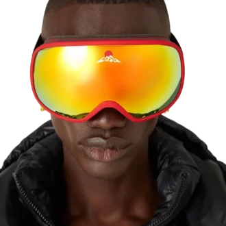 Rood-oranje ski-bril met kleurverloop