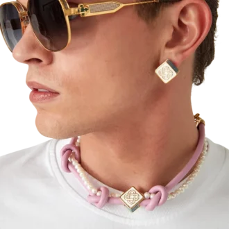 Roze geknoopte ketting
