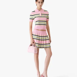 Roze & groene gestreepte geplooide minirok Roze & groene gestreepte geplooide minirok