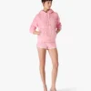 Roze velours sweatshirt met capuchon en monogram Roze velours sweatshirt met capuchon en monogram