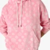Roze velours sweatshirt met capuchon en monogram Roze velours sweatshirt met capuchon en monogram