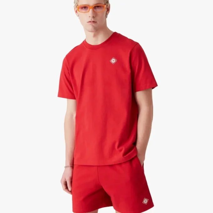 T-shirt met korte mouwen en rood diamantlogo