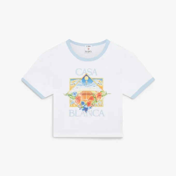 Tennis Landscape Ringer T-shirt met korte mouwen Tennis Landscape Ringer T-shirt met korte mouwen