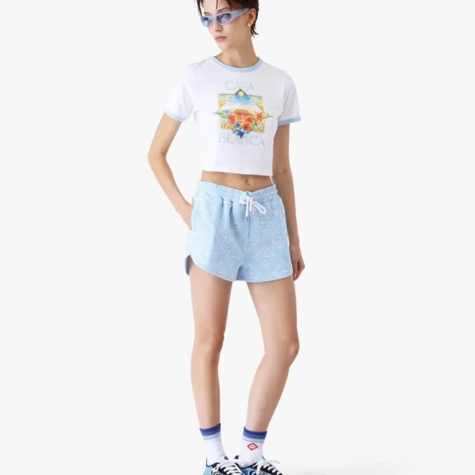 Tennis Landscape Ringer T-shirt met korte mouwen Tennis Landscape Ringer T-shirt met korte mouwen