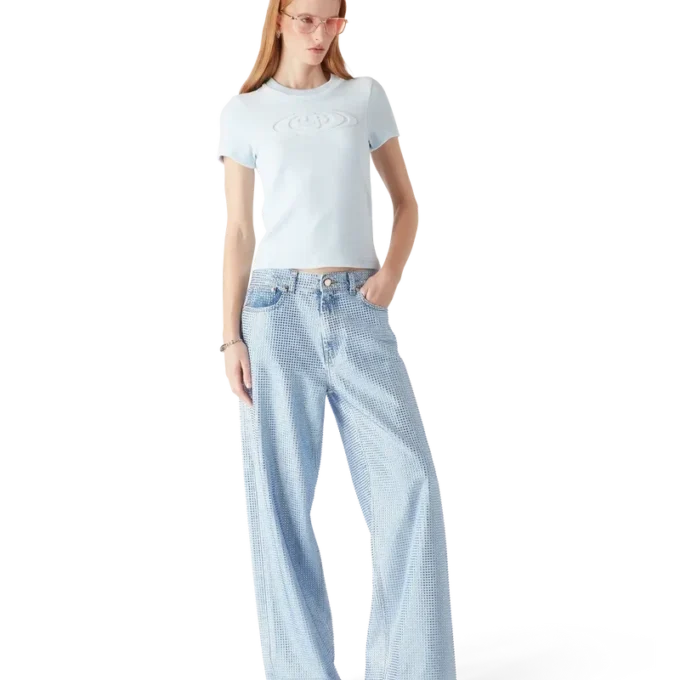 Velours T-shirt met korte mouwen voor dames Velours T-shirt met korte mouwen voor dames
