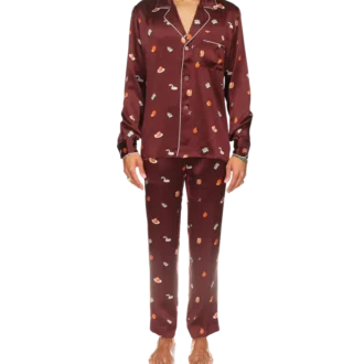 Vices pyjama-overhemd van zijdesatijn