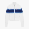 Wit-blauw gestreept bomberjack van mesh