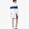 Wit-blauw gestreept bomberjack van mesh