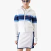 Wit-blauw gestreept bomberjack van mesh