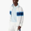Wit-blauw gestreept mesh trainingsjack Wit-blauw gestreept mesh trainingsjack