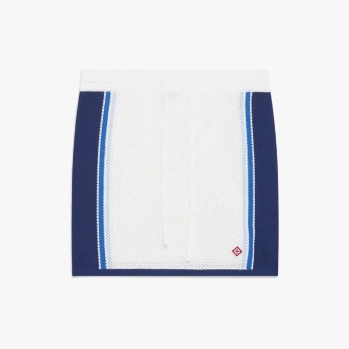 Wit-blauw gestreepte mesh-minirok