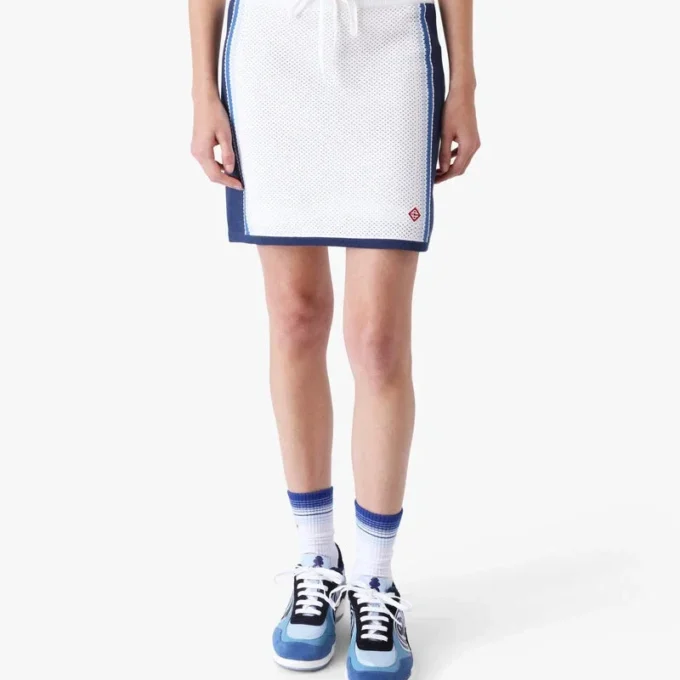 Wit-blauw gestreepte mesh-minirok