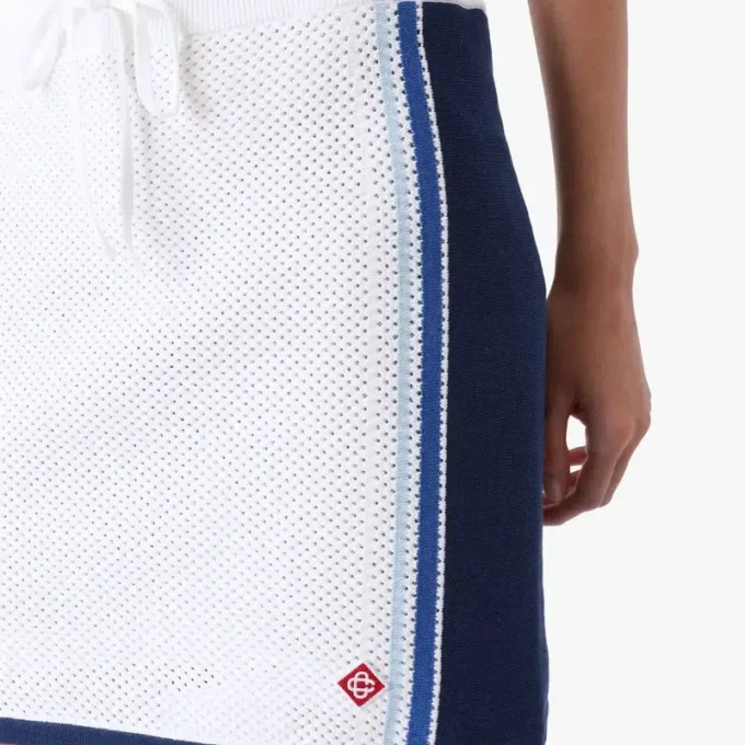 Wit-blauw gestreepte mesh-minirok