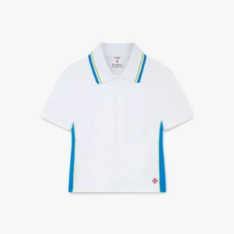 Wit piqué poloshirt met uitsnijdingen Wit piqué poloshirt met uitsnijdingen